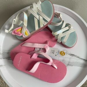 Carter's Kids White and Pink Sandals Set 2Pairs size 12